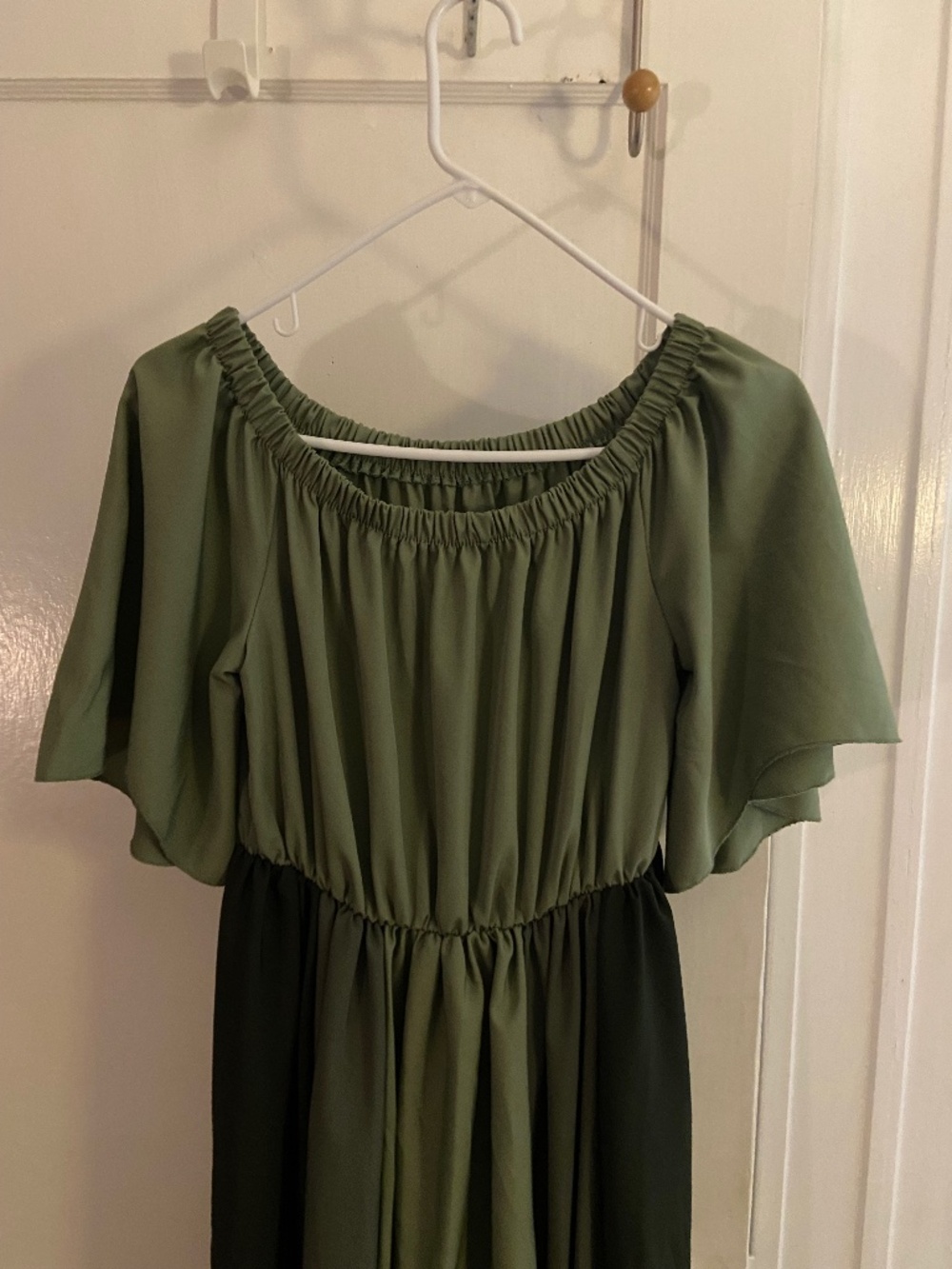 Green two toned peasant dress